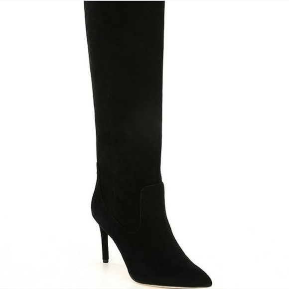 NEW Antonio Melani Black Genuine Suede Leather Dress Knee High Heels Boots - Picture 13 of 15